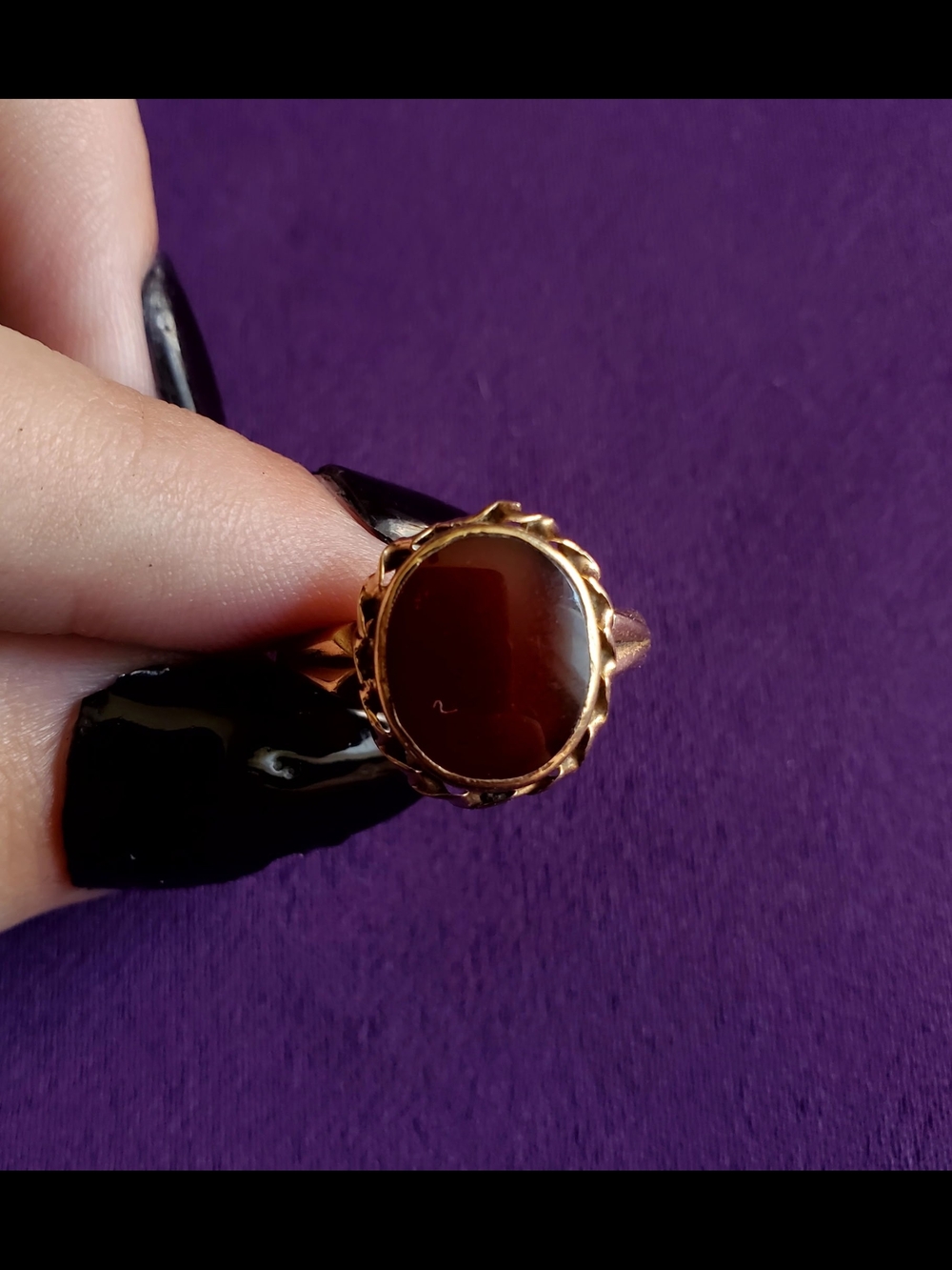 BDA STAMPED 10K GOLD CARNELIAN VINTAGE HEIRLOOM RING SIZE 6 - Picture 3 of 6